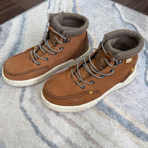 Hey Dude Bradley Cognac Leather Casual Boots Mens Size 8 - Picture 2 of 7